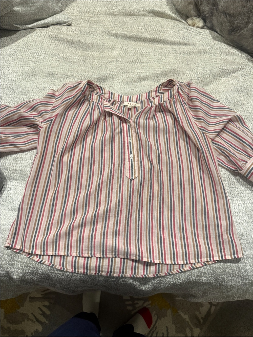Xirena Blouse in Pink, Blue & Cream